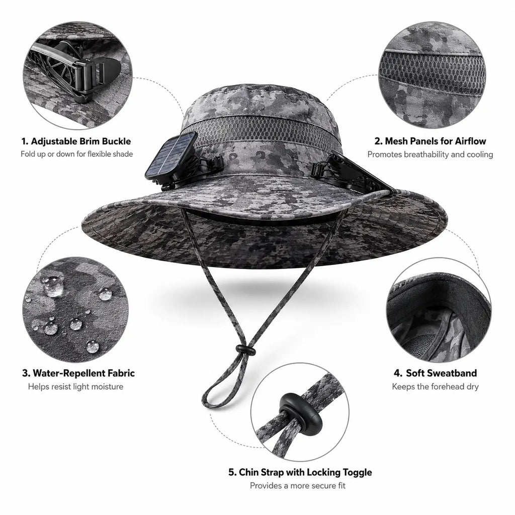 Solar & Rechargeable Fan Hat